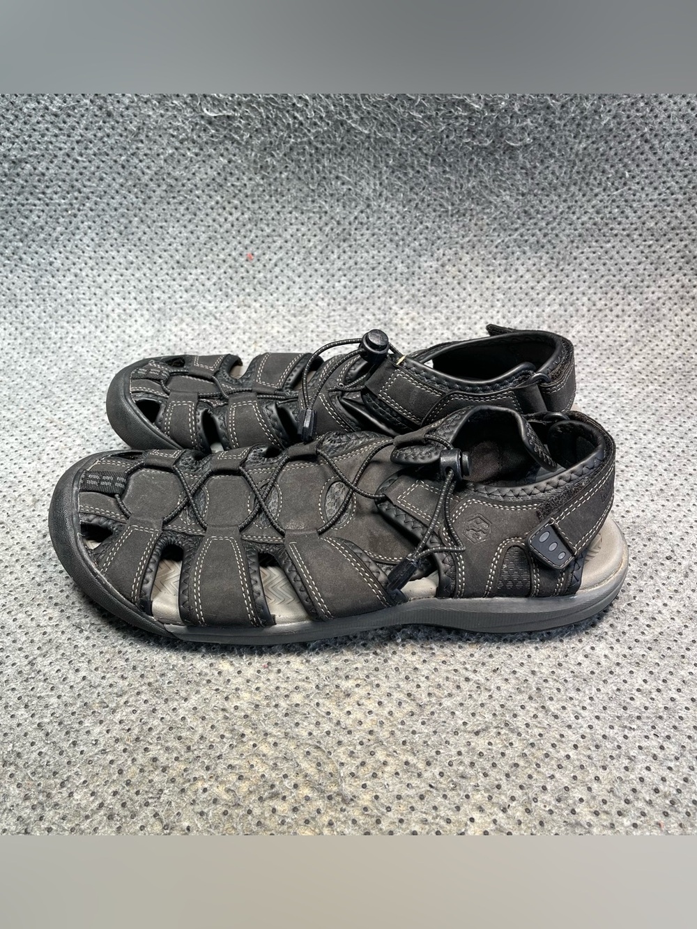 Khombu Fisherman Black Leather Sandals Size 12 Men’s